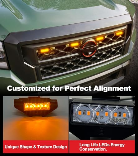 SDPVorn Grill Lights for Nissan Frontier 2022-2024 Front Bumper Grille Marker Accent Head Lamps DRL PRO 4X X S SV SL Accessories (Amber) - Image 2