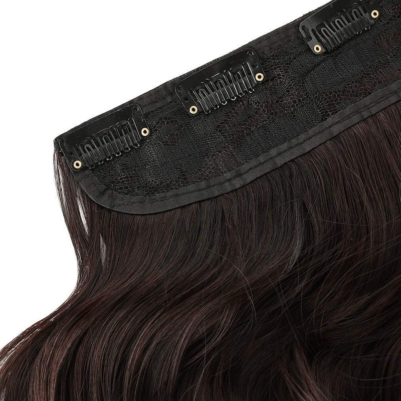REECHO 12" 1-pack 3/4 Full Head Curly Wave Short Clips in on Synthetic Hair Extensions HE008 Hair pieces for Women 5 Clips-Dark Brown - Image 2