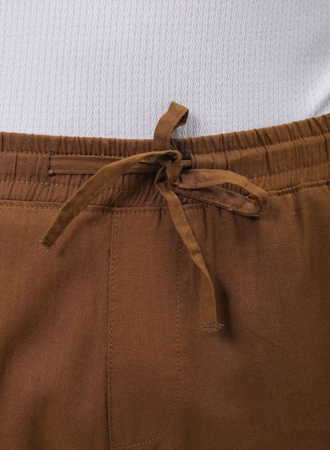 The Indian Garage Co The Indian Garage Co Men Rust Slim Fit Solid Trousers