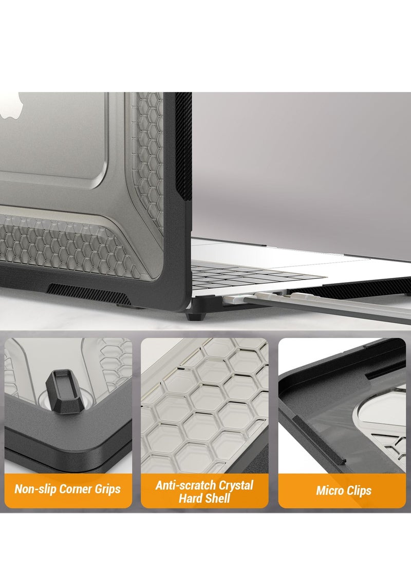 Generic - 2023 MacBook Air 15" Case - Heavy Duty Shockproof Hard Shell with Folding Stand for A2941 M2 Chip (Black) - Image 1