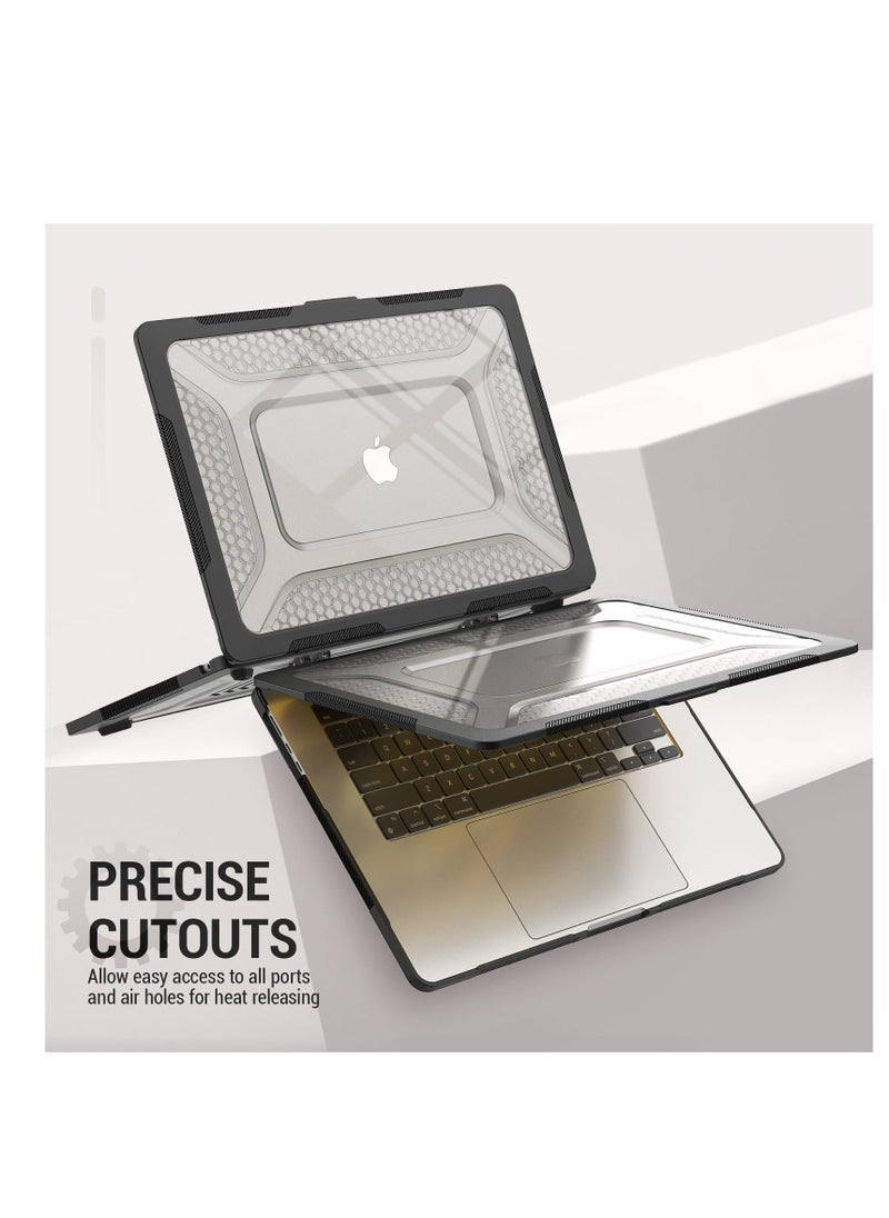 Generic - 2023 MacBook Air 15" Case - Heavy Duty Shockproof Hard Shell with Folding Stand for A2941 M2 Chip (Black) - Image 1