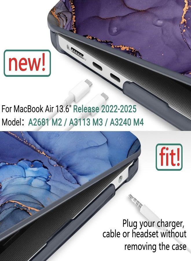 DONGKE M3 MacBook Air 13.5" Case 2022 2023 2024 Release A2681 M2 A3113 Plastic Hard Case Cover with Touch ID & Retina Display, Keyboard Cover & Screen Protector, Blue Flowers - Image 2