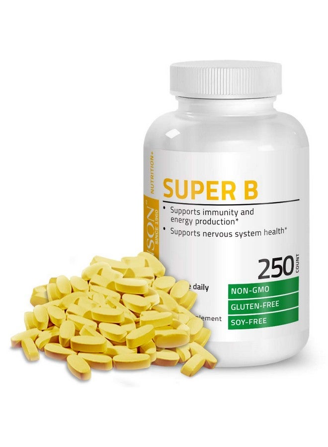 Bronson مجمع فيتامين ب (فيتامين ب1 ب2 ب3 ب6 ب9 حمض الفوليك ب12) 250 قرص - Image 1