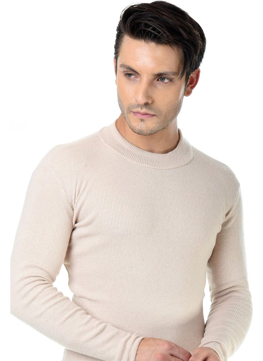 Men's Beige Half Turtleneck Slim Fit Sweater - pzsku/ZE1C07AF62200D7E2A13FZ/45/_/1725722094/51a1b366-24a8-4c90-9e92-2a334a36456d