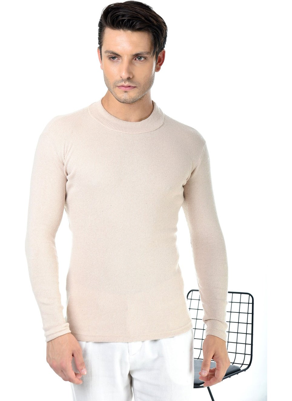 Men's Beige Half Turtleneck Slim Fit Sweater - pzsku/ZE1C07AF62200D7E2A13FZ/45/_/1725722216/e963ffd2-3200-4122-8990-af35438c1c82