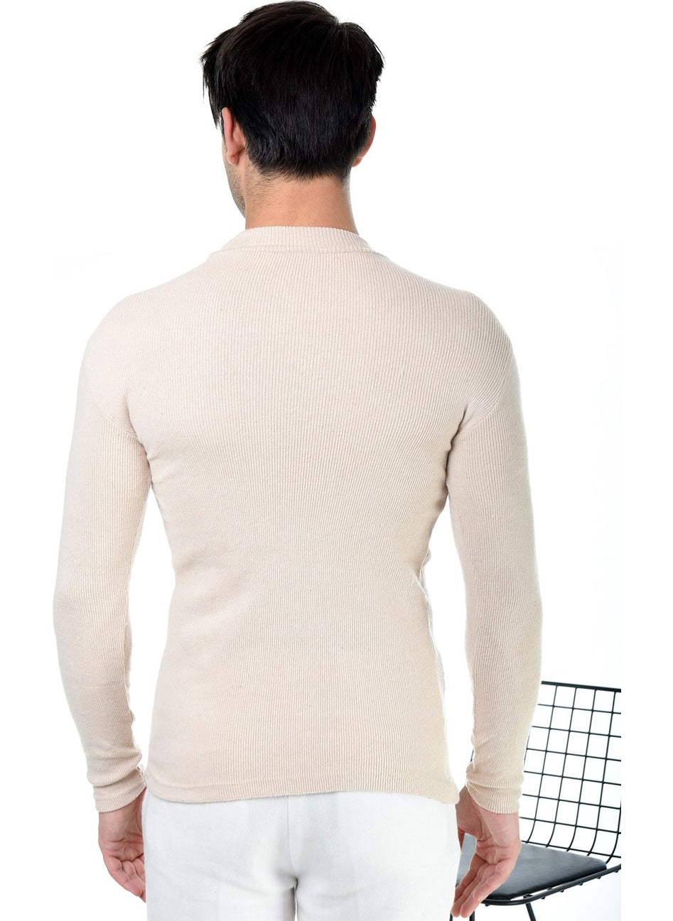 Men's Beige Half Turtleneck Slim Fit Sweater - pzsku/ZE1C07AF62200D7E2A13FZ/45/_/1728061611/4b972240-ace5-424f-b57a-2f2734dbaf66