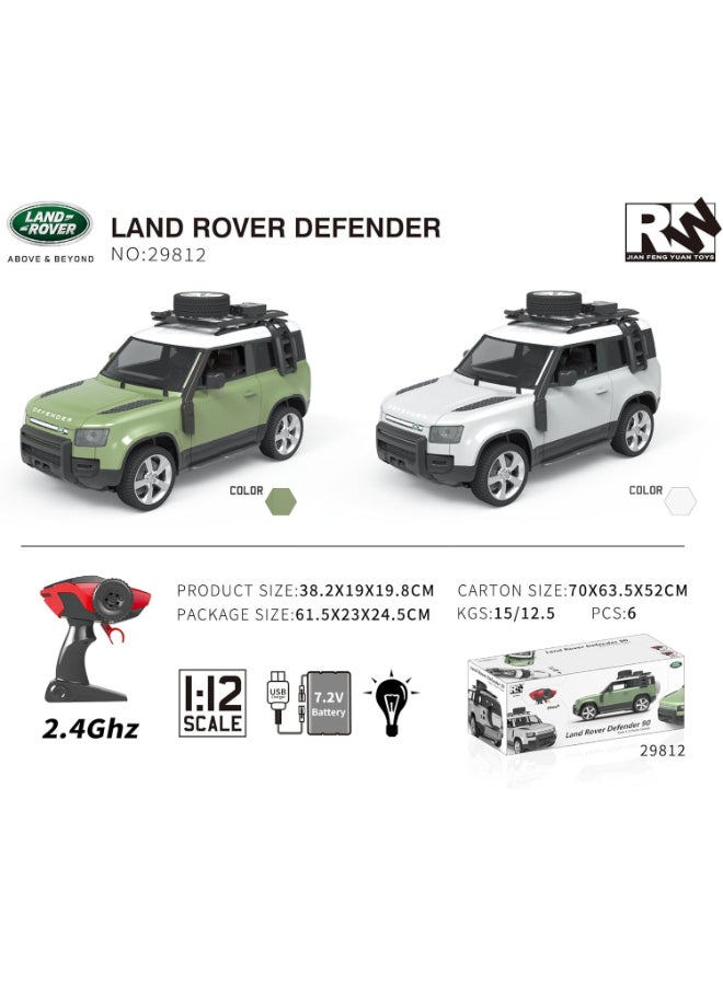 أر دبليو Land Rover Defender Remote Control Car 1:12 Scale 2.4GHz RC Off-Road SUV Toy with Lights, Rechargeable 7.2V Battery, Full Function Control, Realistic Design,  Colors for Kids 6+ Silver - Image 5