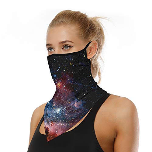 YAYOUREL Galaxy Neck Gaiter Face Mask Covering Bandanas for Men Women Summer UV Face Scarf Mask Cover Ear Loop Hole Triangle Facemask Headwear for Fishing Running Cycling Hiking - Image 2