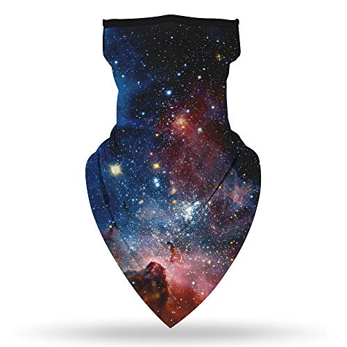 YAYOUREL Galaxy Neck Gaiter Face Mask Covering Bandanas for Men Women Summer UV Face Scarf Mask Cover Ear Loop Hole Triangle Facemask Headwear for Fishing Running Cycling Hiking - Image 3