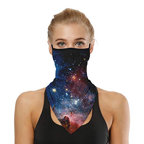 YAYOUREL Galaxy Neck Gaiter Face Mask Covering Bandanas for Men Women Summer UV Face Scarf Mask Cover Ear Loop Hole Triangle Facemask Headwear for Fishing Running Cycling Hiking - Image 1