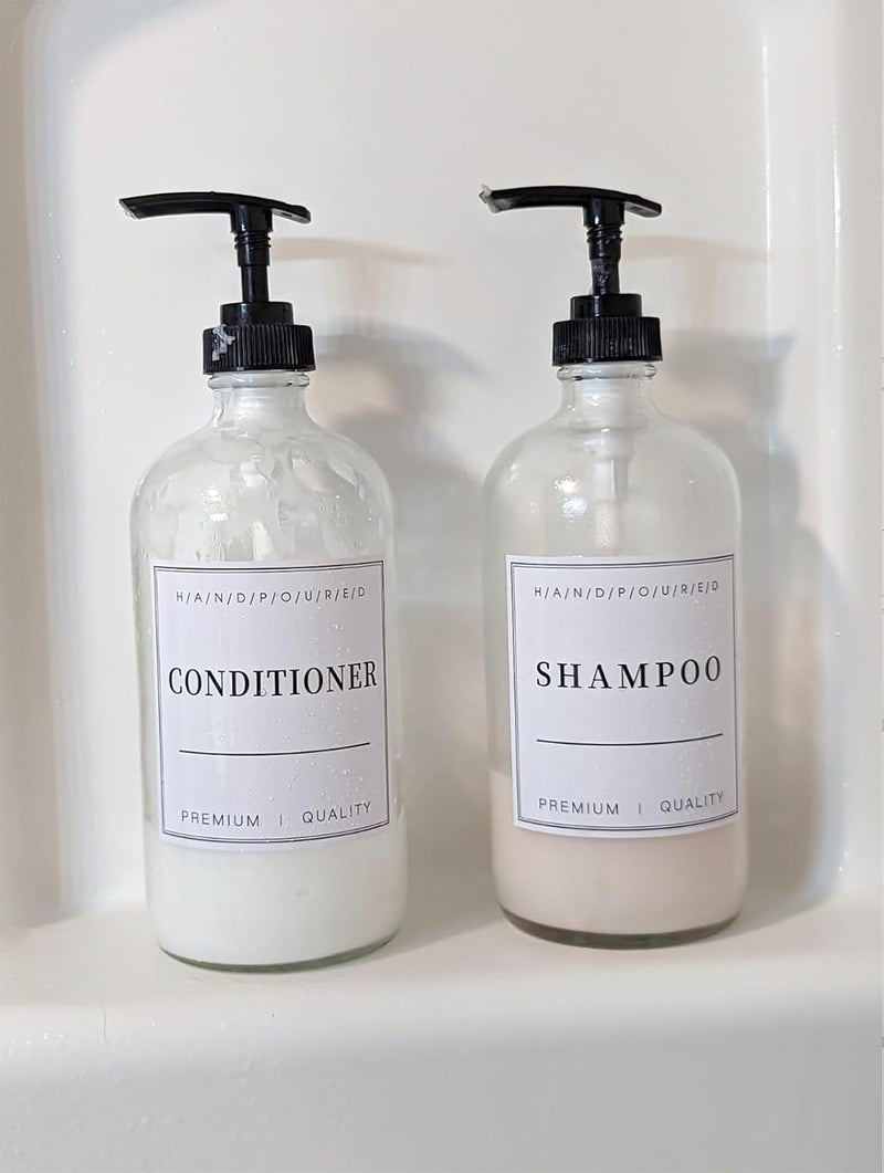 TESWEY 24 PCS Waterproof Hand Soap Labels, PVC Material Shampoo Labels for Glass or Plastic Spray Bottle, Minimalist Style Shampoo and Conditioner Dispenser Label Stickers for Bathroom (White) - Image 3