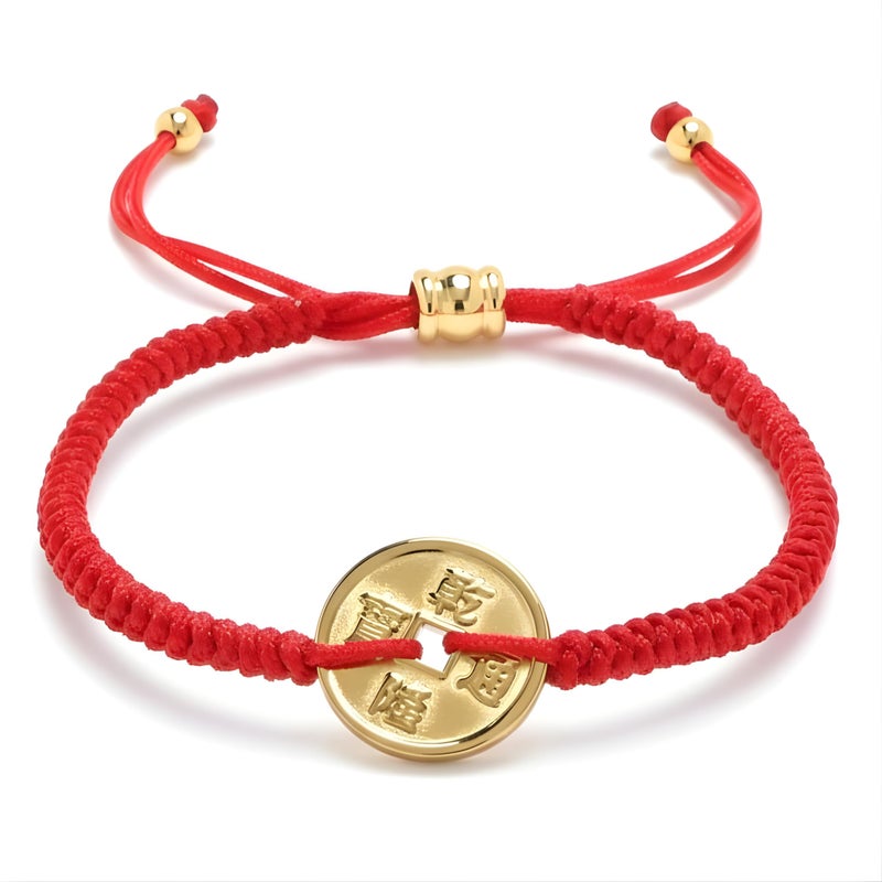 Cherry Tree Collection Lucky Red String - Coin Bracelet - for Protection & Good Luck â€“ Adjustable Red Thread Bracelet for Men & Women, Bracelet for Protection, Luck and Abundance - Image 1