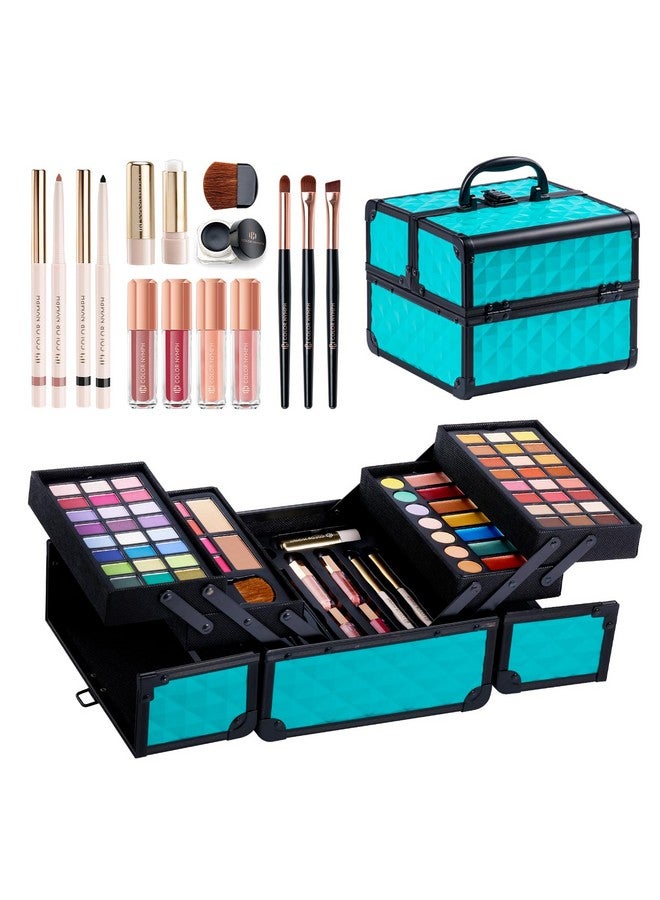 COLOR NYMPH All In One Makeup Kit Comestics Gifts For Girls Teens Travel Makeup Set 4 Trays Train Case For Beginner Includes Eyeshadow Highlighter Lipgloss Blush Concealer Brush Eyeliner Lipbalm - Image 1