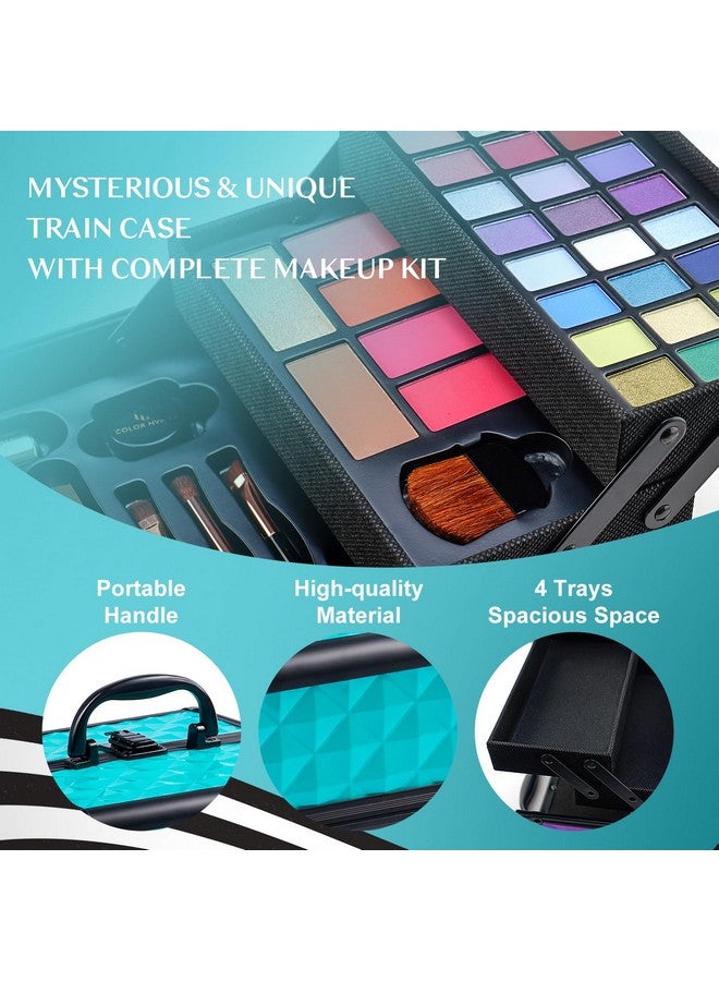 COLOR NYMPH All In One Makeup Kit Comestics Gifts For Girls Teens Travel Makeup Set 4 Trays Train Case For Beginner Includes Eyeshadow Highlighter Lipgloss Blush Concealer Brush Eyeliner Lipbalm - Image 4