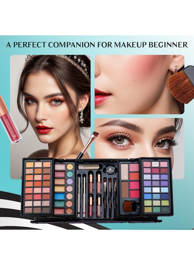 COLOR NYMPH All In One Makeup Kit Comestics Gifts For Girls Teens Travel Makeup Set 4 Trays Train Case For Beginner Includes Eyeshadow Highlighter Lipgloss Blush Concealer Brush Eyeliner Lipbalm - Image 3