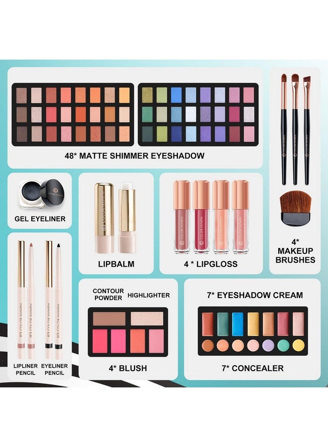 COLOR NYMPH All In One Makeup Kit Comestics Gifts For Girls Teens Travel Makeup Set 4 Trays Train Case For Beginner Includes Eyeshadow Highlighter Lipgloss Blush Concealer Brush Eyeliner Lipbalm - Image 2