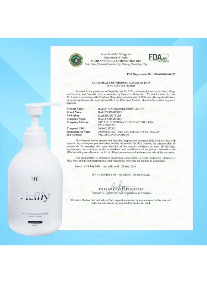 HALLY هالي لوشن لتفتيح البشرة 250 مل، هالي لوشن نيكسوتيناميد للبشرة 250 مل - Image 3