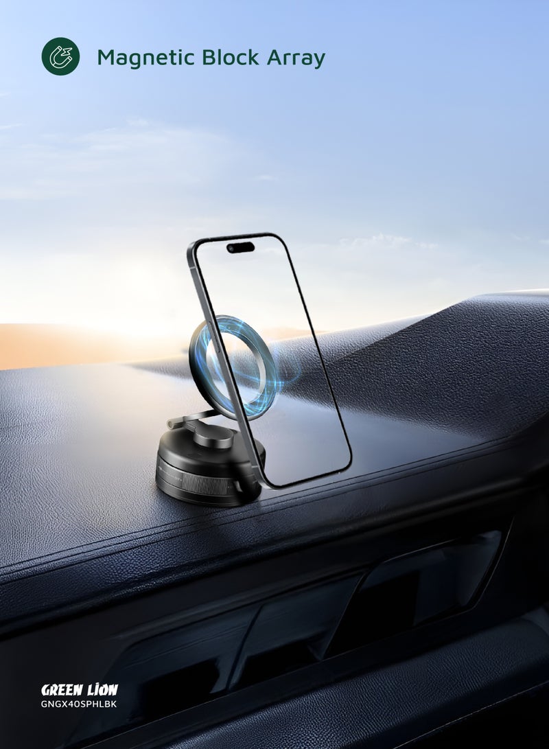 GREEN LION GX-40 MagSafe Suction Phone Holder with 360 ° Rotation / Phone Mount / Mobile Phone Holder / Car Phone Holder / Swivel Lock Base - Black - Image 4