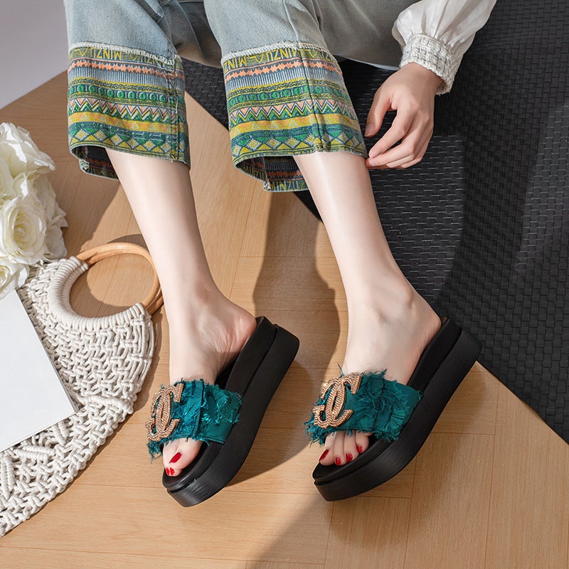 Thick-Soled Sandals For Women, Summer Fashion, Versatile, Style, Platform, Non-Slip, Large Sole, Vacation Style - Image 1