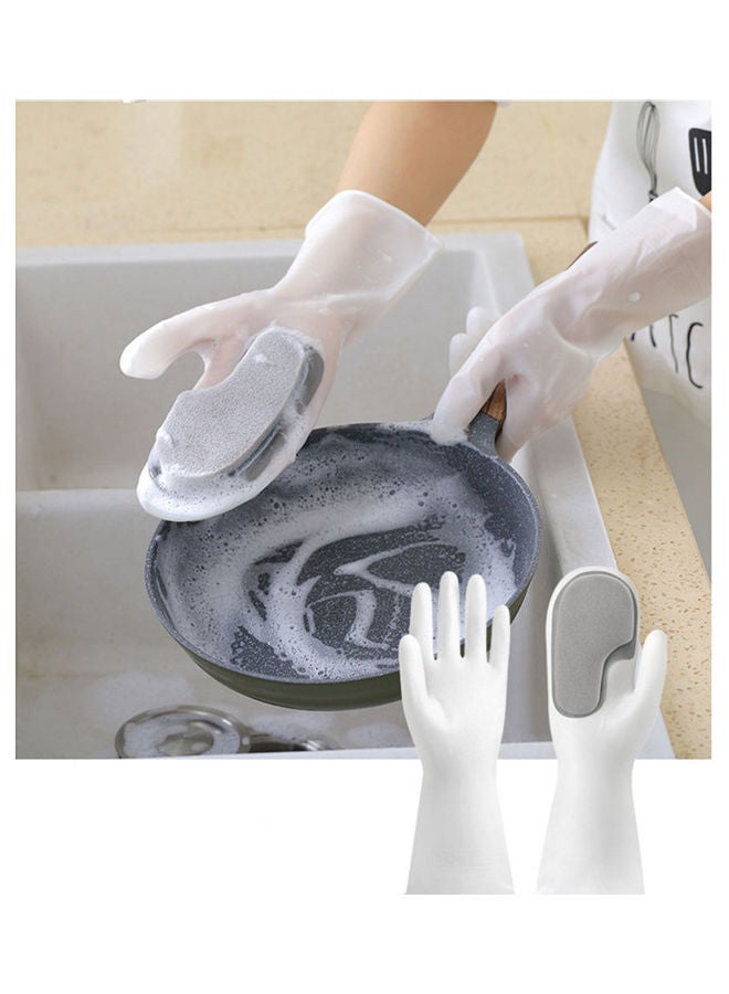 Loquat Magic Silicone Gloves With Wash Scrubber Grey/White - Image 3