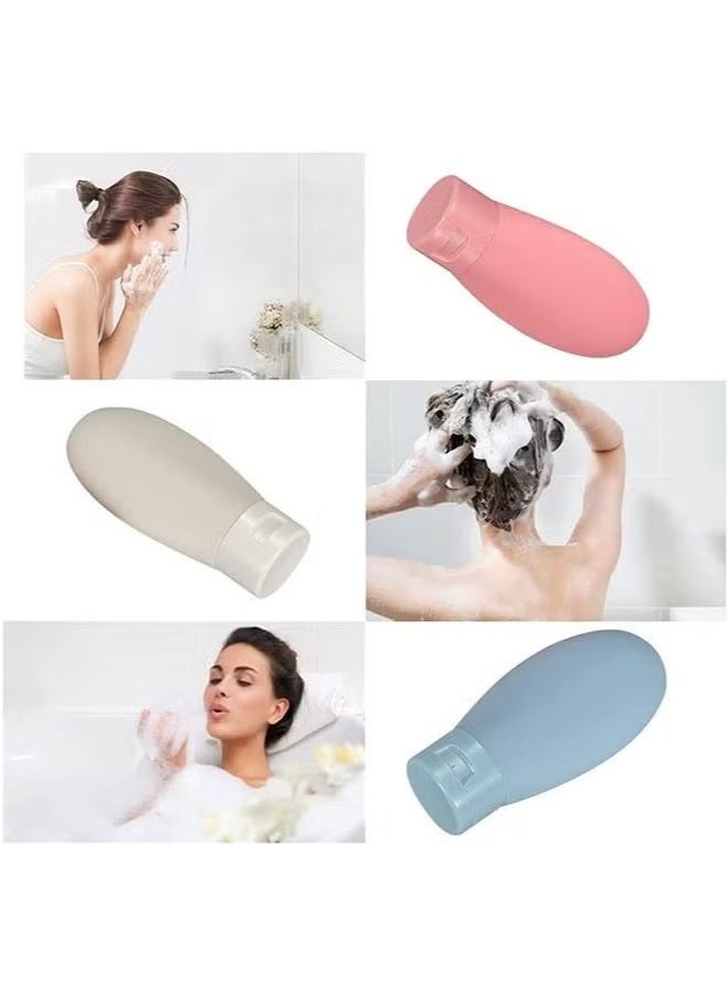 مجموعة زجاجات سفر من 3 قطع، عبوات زجاجات سفر سعة 60 مل مع حقيبة تخزين، زجاجات بلاستيكية صغيرة فارغة قابلة للضغط لمستحضرات التجميل والشامبو والبلسم أثناء السفر - Image 3