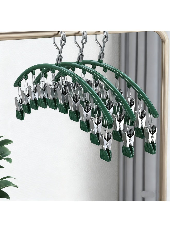 3 Pack 10-Stainless Steel Clips Pants Skirt Hanger - Windproof Non-Slip Strong Clamping Force, Space-Saving Closet Organizer for Leggings Underwear Hosiery Storage - Image 1