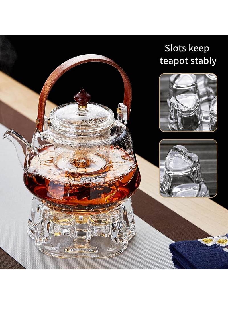 Teapot Warmer, Borosilicate Glass Tea Warmer, Heating Base Tea Warmer 5.3in Dial, Candle Never Flames Out with Tealight Holder - Image 3