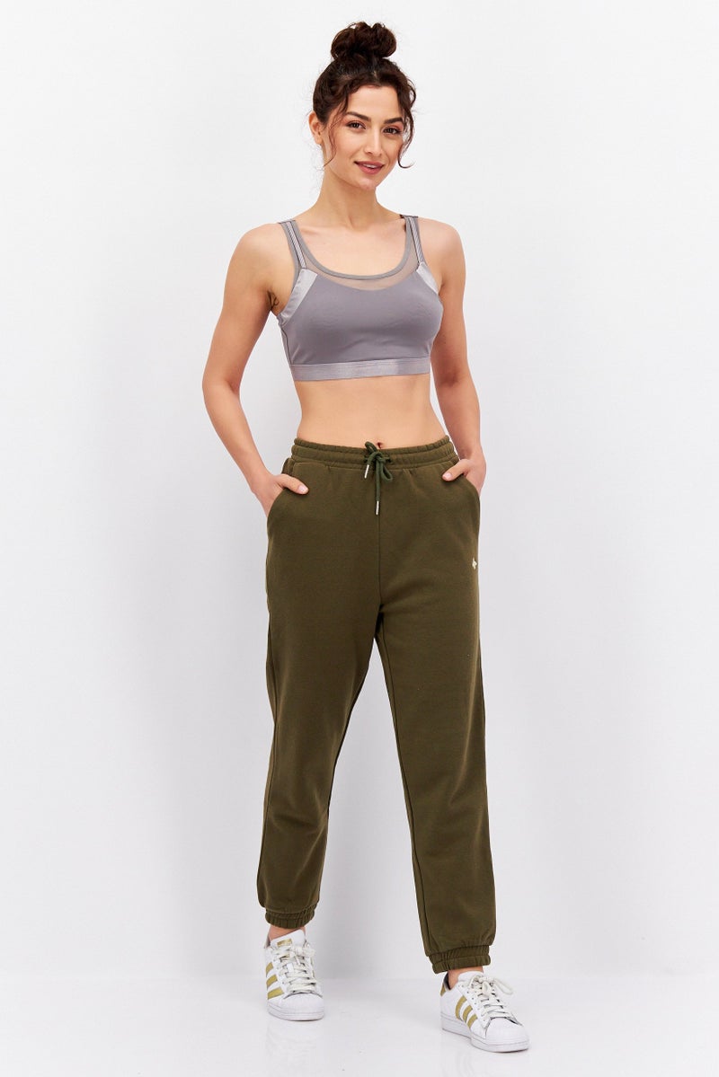 MODE Women Regular Fit Drawstring Sweatpants, Olive - Image 2