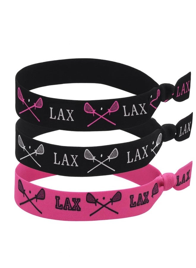 Infinity Collection Lacrosse Headbands for Girls - 3-Pack Non-Slip LAX Headbands with Silicone Grip - Pink and Black Athletic Hairbands for Lacrosse Players and Teams - Image 1