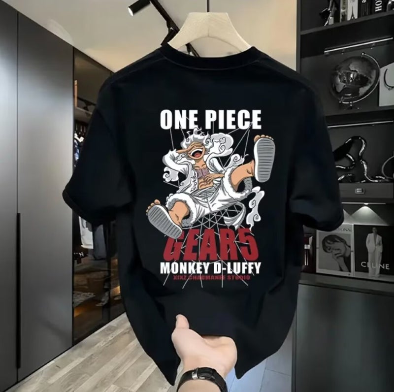 Cotton T-Shirt 2024 Trendy Brand Sports New Men'S Loose Crewneck Printed Internet Celebrity Base Top - Image 3