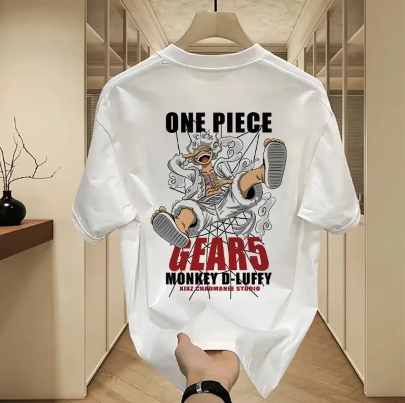 Cotton T-Shirt 2024 Trendy Brand Sports New Men'S Loose Crewneck Printed Internet Celebrity Base Top - Image 5