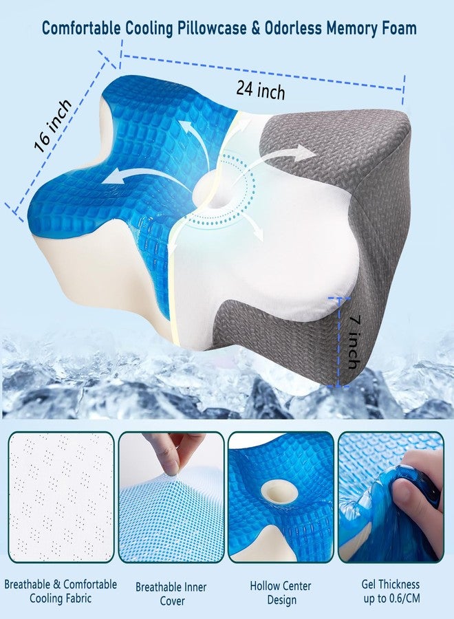 EUCIOR Cooling Gel Pillow,Cooling Cervical Neck Pillow,Gel Memory Foam Pillow,Odorless Ergonomic Contour Pillows,Orthopedic Bed Pillow for Side Back Stomach Sleeper - Dark Grey-White - Image 5