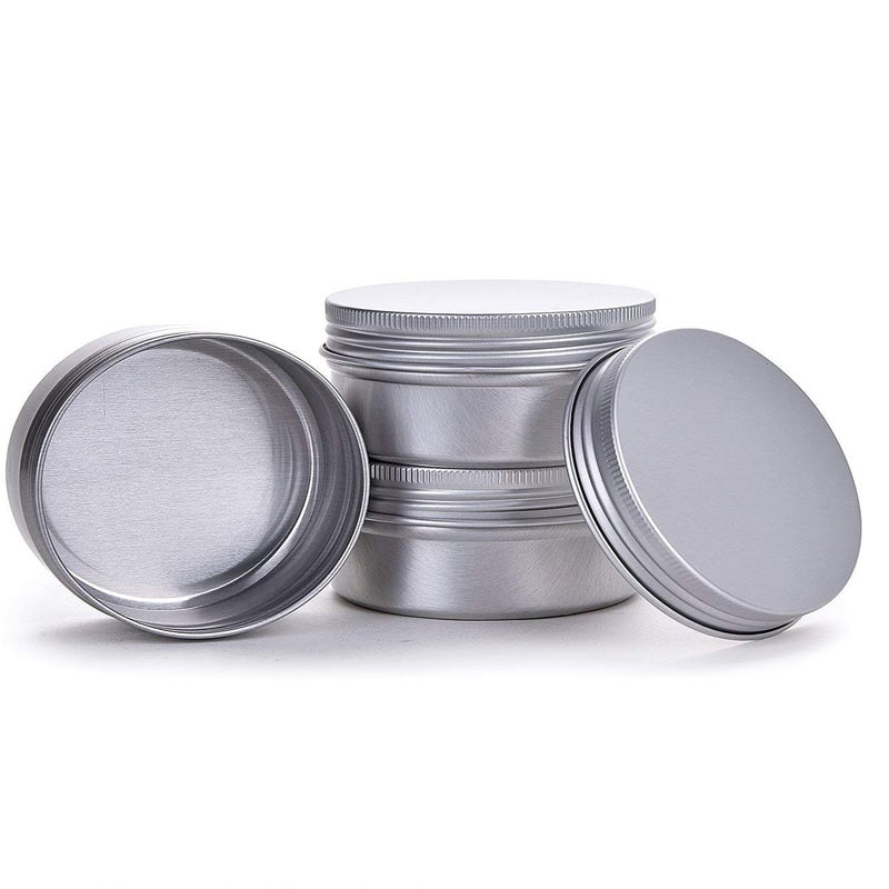 Hulless 4 Ounce Aluminum Tin Jar Refillable Containers 120 ml Aluminum Screw Lid Round Tin Container Bottle for Cosmetic,Lip Balm, Cream, 12 Pack. - Image 3