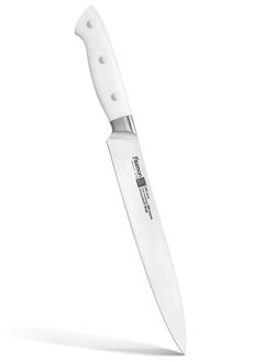 Fissman 8" Slicing Knife Carving Kitchen Tool, German Stainless Steel X30Cr13 Knife Linz Series | White ABS Handle | Razor-Sharp Knife | Precise and Lightweight Slicing for Meat, Fruits, Bread  - Image 1