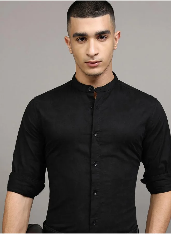 هاي لاندر Regular Fit Mandarin Collar Shirt