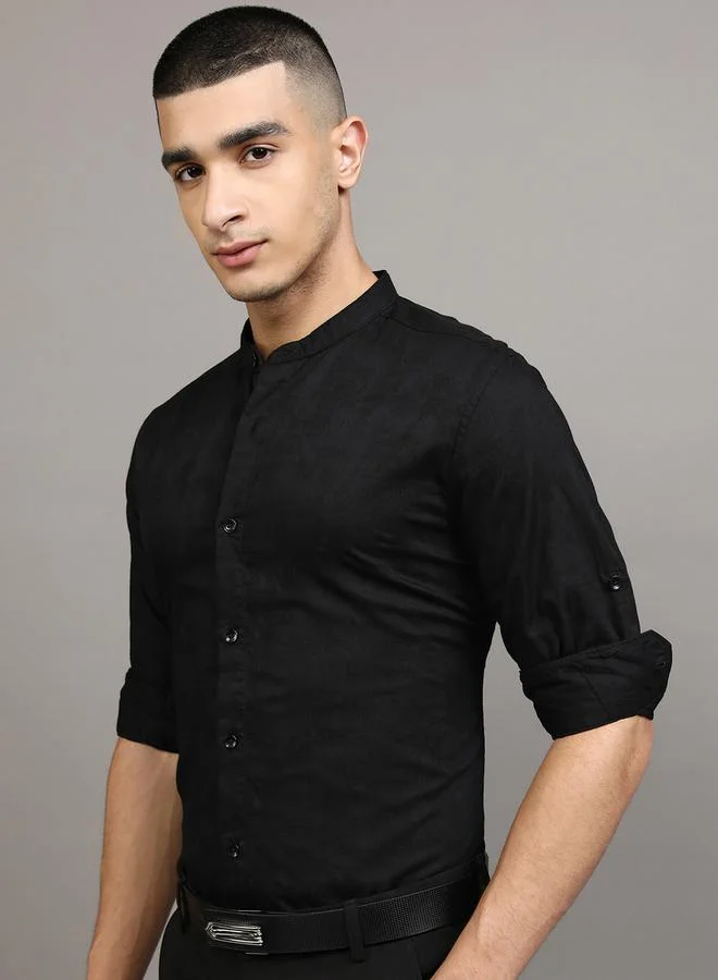 هاي لاندر قميص هايْلاندَر بياقة ماندرين ومقاس عادي