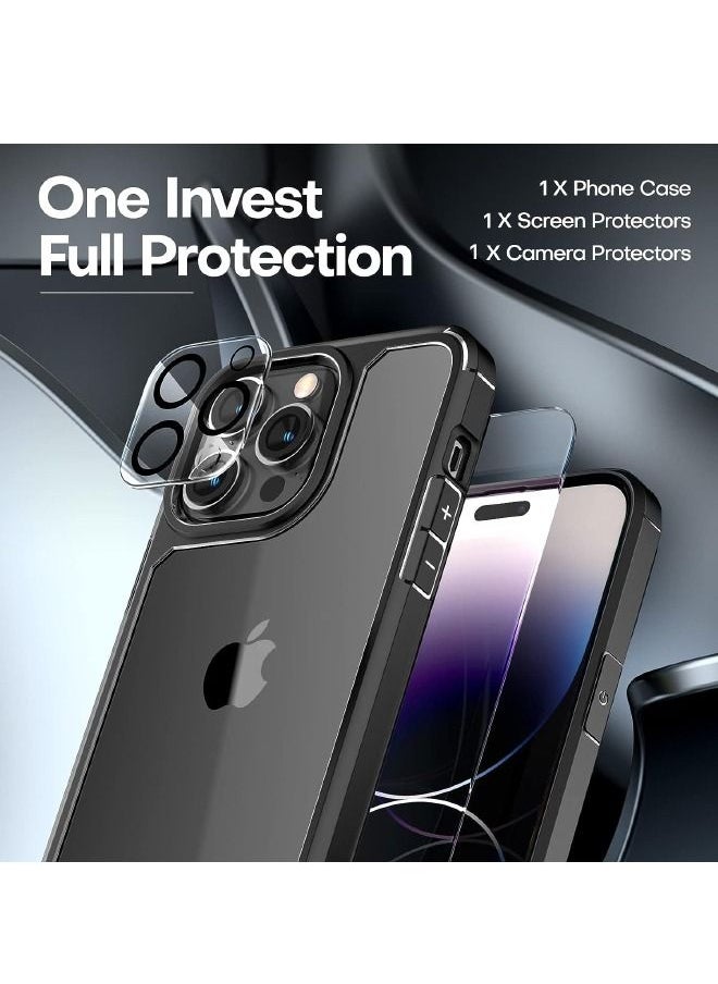 Generic - iPhone 15 Pro Max Case with 9H Tempered Glass Screen Protector + Camera Lens Protector Set, Not Yellowing Drop Proof Protection Shockproof Slim Phone Case for Apple iPhone 15 Pro Max 2023 - Image 1
