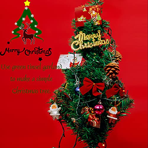 Eerrhhaq 50 Feet Green Tinsel Garland, Artificial Christmas Pine Decorative Garland for Holiday Wedding Decoration - Image 3