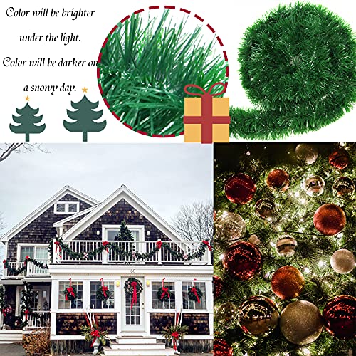 Eerrhhaq 50 Feet Green Tinsel Garland, Artificial Christmas Pine Decorative Garland for Holiday Wedding Decoration - Image 4