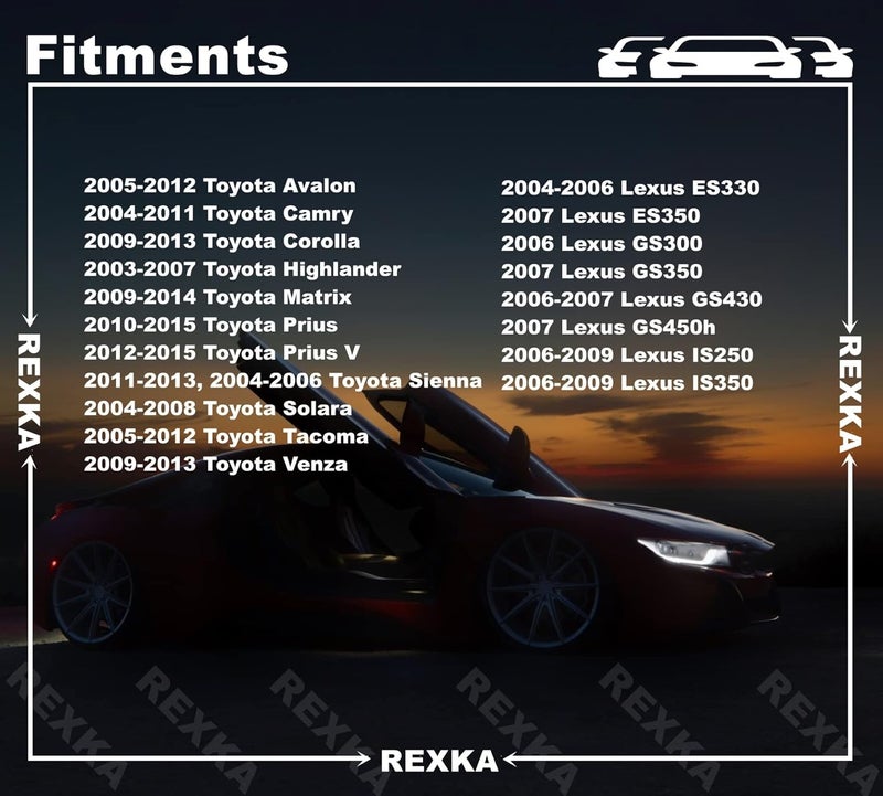 Rexka مجموعة ريكسكا المكونة من 5 قطع من مشابك ودبابيس غطاء الرفرف الأمامي والمصد لسيارات تويوتا لكزس 53879-58010 47749-58010 أفالون كامري كورولا هايلاندر ماتريكس بريوس بريوس V سيينا سولارا تاكوما فينزا - Image 3
