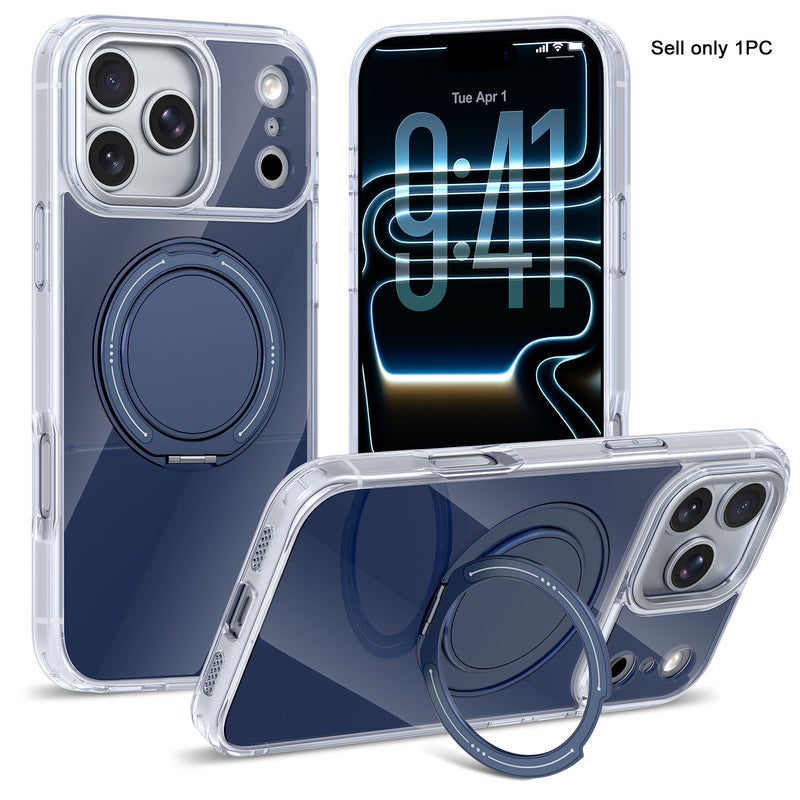 Multi-Functional Protective for iPhone Case  TPU + Acrylic Integrated Overmolding | Aluminum Alloy Kickstand | 360° Rotatable Stand Magnetic & Wireless Charging Compatible - Image 1