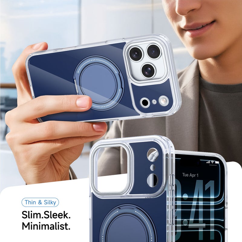 Multi-Functional Protective for iPhone Case  TPU + Acrylic Integrated Overmolding | Aluminum Alloy Kickstand | 360° Rotatable Stand Magnetic & Wireless Charging Compatible - Image 2