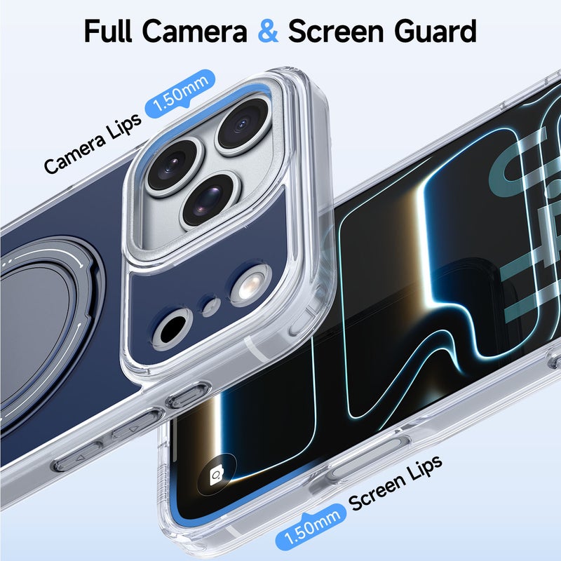Multi-Functional Protective for iPhone Case  TPU + Acrylic Integrated Overmolding | Aluminum Alloy Kickstand | 360° Rotatable Stand Magnetic & Wireless Charging Compatible - Image 3