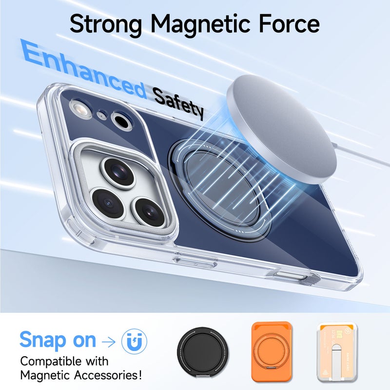 Multi-Functional Protective for iPhone Case  TPU + Acrylic Integrated Overmolding | Aluminum Alloy Kickstand | 360° Rotatable Stand Magnetic & Wireless Charging Compatible - Image 4