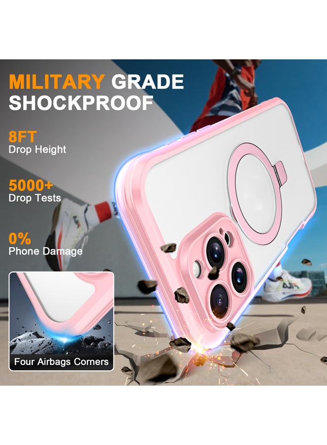 إيروريكس جراب هاتف كامل الجسم 360 درجة لهاتف iPhone 16 Pro Max Skin Feel Magsafe Holder (وردي) - Image 3