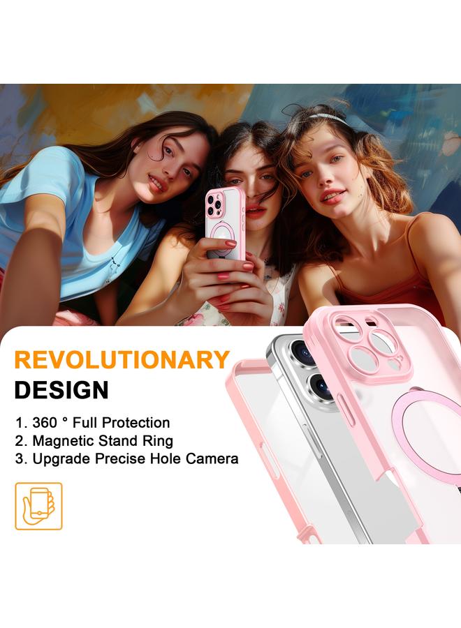 إيروريكس جراب هاتف كامل الجسم 360 درجة لهاتف iPhone 16 Pro Max Skin Feel Magsafe Holder (وردي) - Image 5