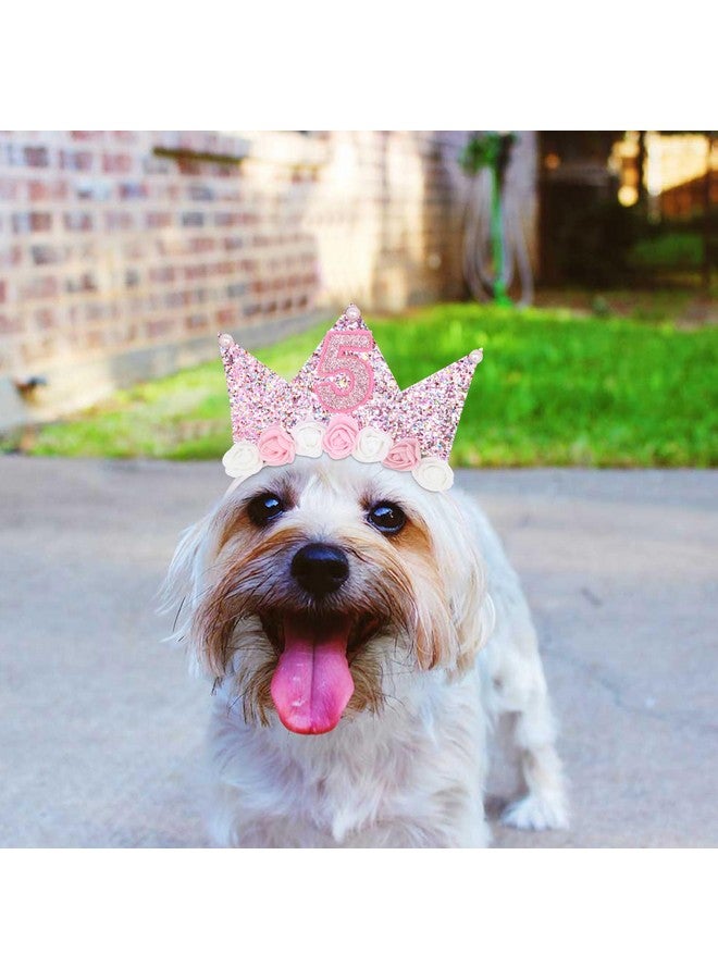 YARIEW 5th Birthday Decorations for Girls, 5th Birthday Headband and Glitter Birthday Sash Kit, Birthday Tiara Flower Princess Crown Headband It's My 5th Birthday Sash Birthday Girl Outfit - Image 5