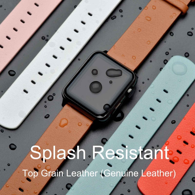 WOCCI 18mm Flexible Leather Watch Band for Smart Watch with Silver Buckle (Light Blue) - Image 5