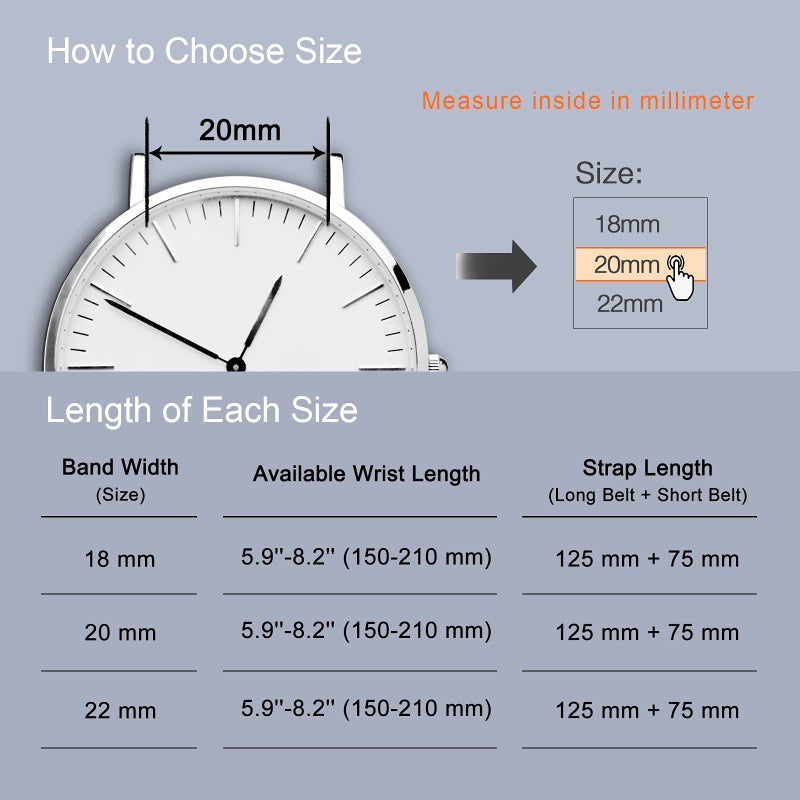 WOCCI 18mm Flexible Leather Watch Band for Smart Watch with Silver Buckle (Light Blue) - Image 4