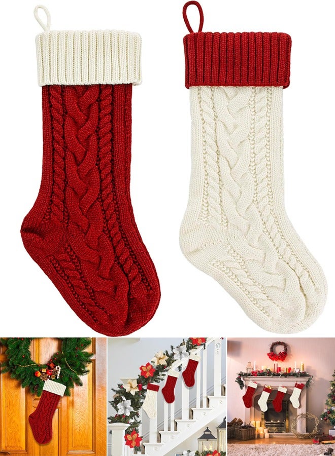 تابيت جوارب عيد الميلاد كبيرة الحجم (١٨ بوصة)، جوارب عيد الميلاد المحبوكة، جوارب مدفأة كبيرة، لتزيين عيد الميلاد للعائلة (قطعتان) - Image 1